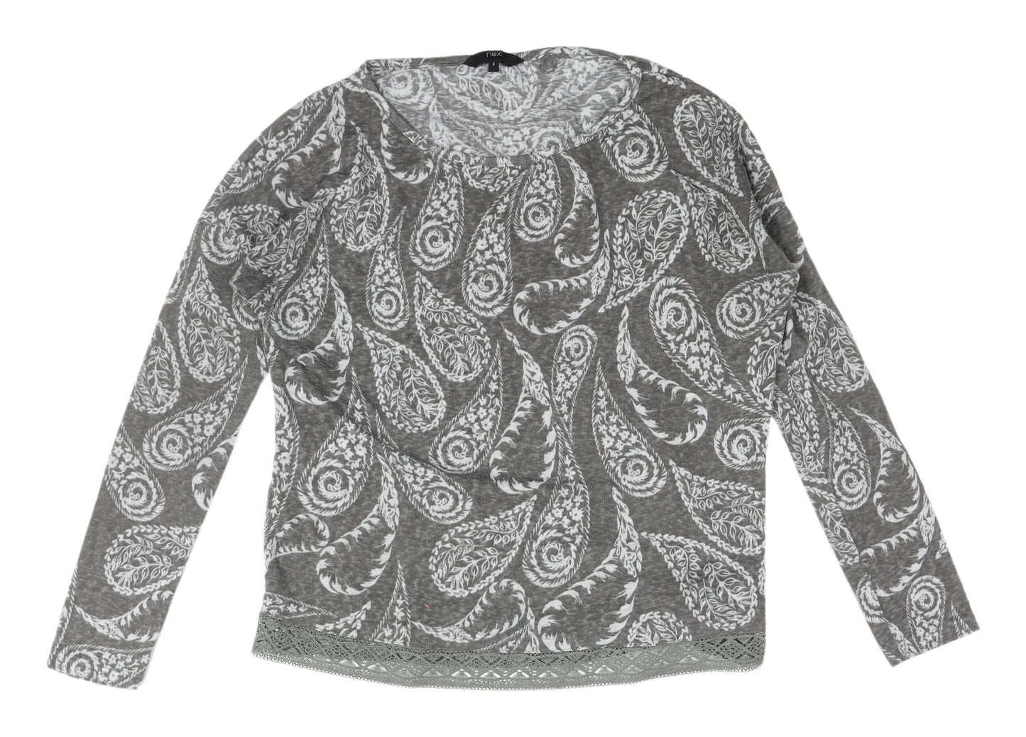 Next Women's Grey Paisley Pullover Jumper Size 8