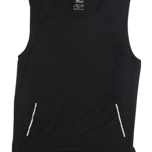 Crivit Men's Black Athletic Tank Top, M, Breathable Gym Wear