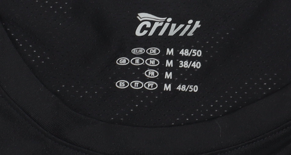 Crivit Men's Black Athletic Tank Top, M, Breathable Gym Wear