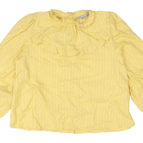 Oliver Bonas Yellow Striped Ruffle Blouse, Size 14