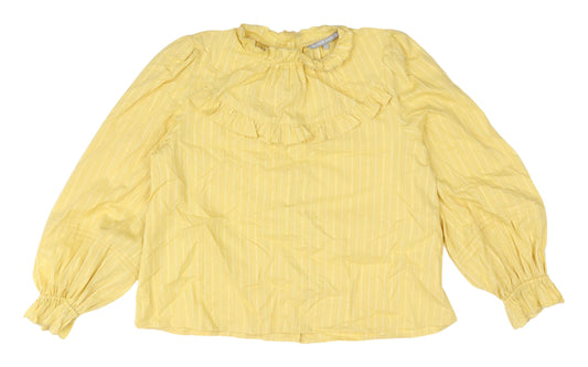 Oliver Bonas Yellow Striped Ruffle Blouse, Size 14