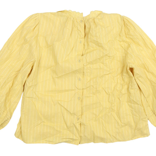 Oliver Bonas Yellow Striped Ruffle Blouse, Size 14