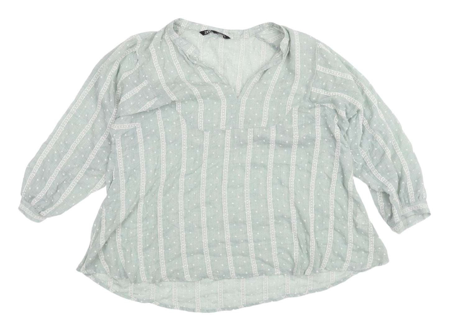 Zara Women's Green Kimono Blouse, Size Small, V-Neck