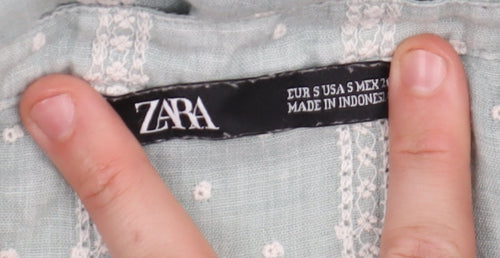 Zara Women's Green Kimono Blouse, Size Small, V-Neck