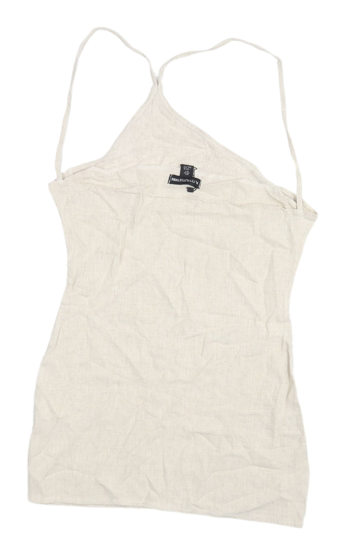 PrettyLittleThing White Slip Dress - Size 6