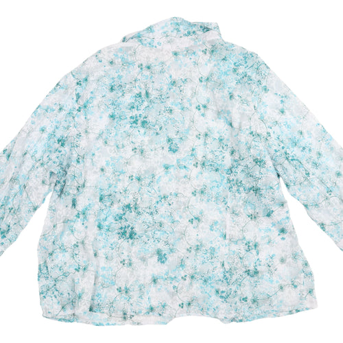 Damart Women's Blue Floral Button-Up Shirt, Size 28