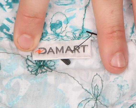 Damart Women's Blue Floral Button-Up Shirt, Size 28