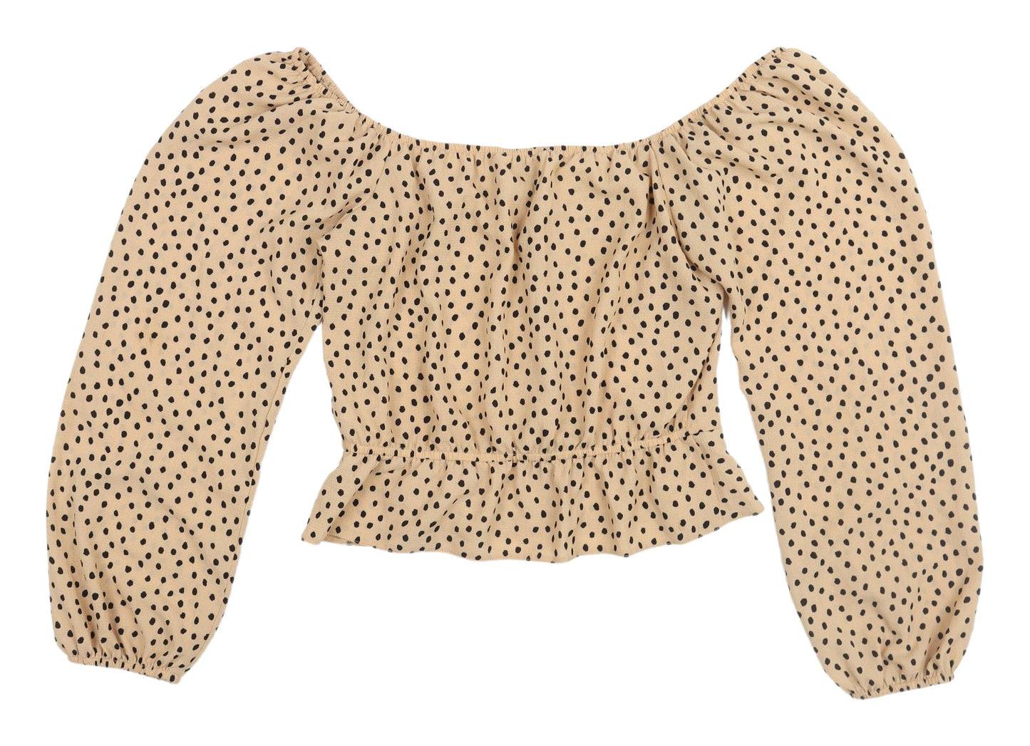 Miss Selfridge Women's Beige Polka Dot Cropped Blouse