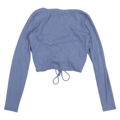 Zara Women's Blue Cropped Blouse - Size L