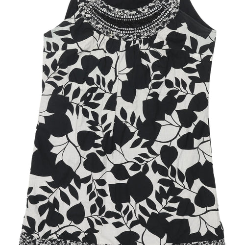 Promod Women's Black Beaded Floral Shift Dress Size 12