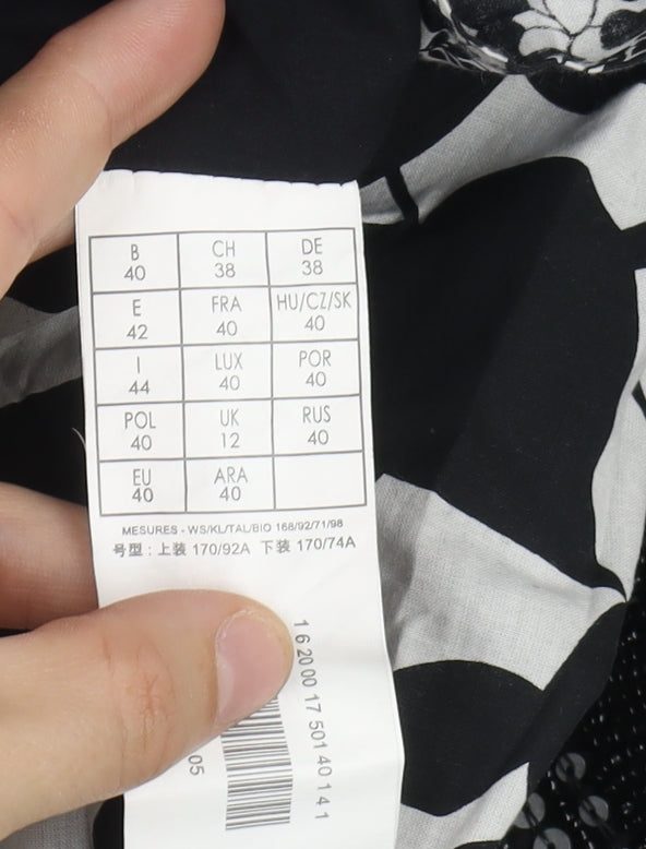 Promod Women's Black Beaded Floral Shift Dress Size 12