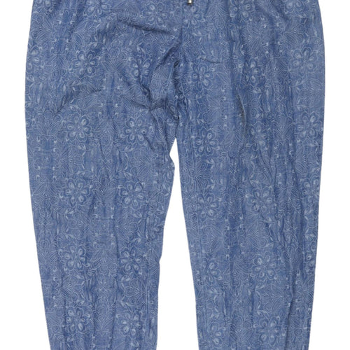 Tu Women’s Blue Cuffed Floral Jeans Size 12