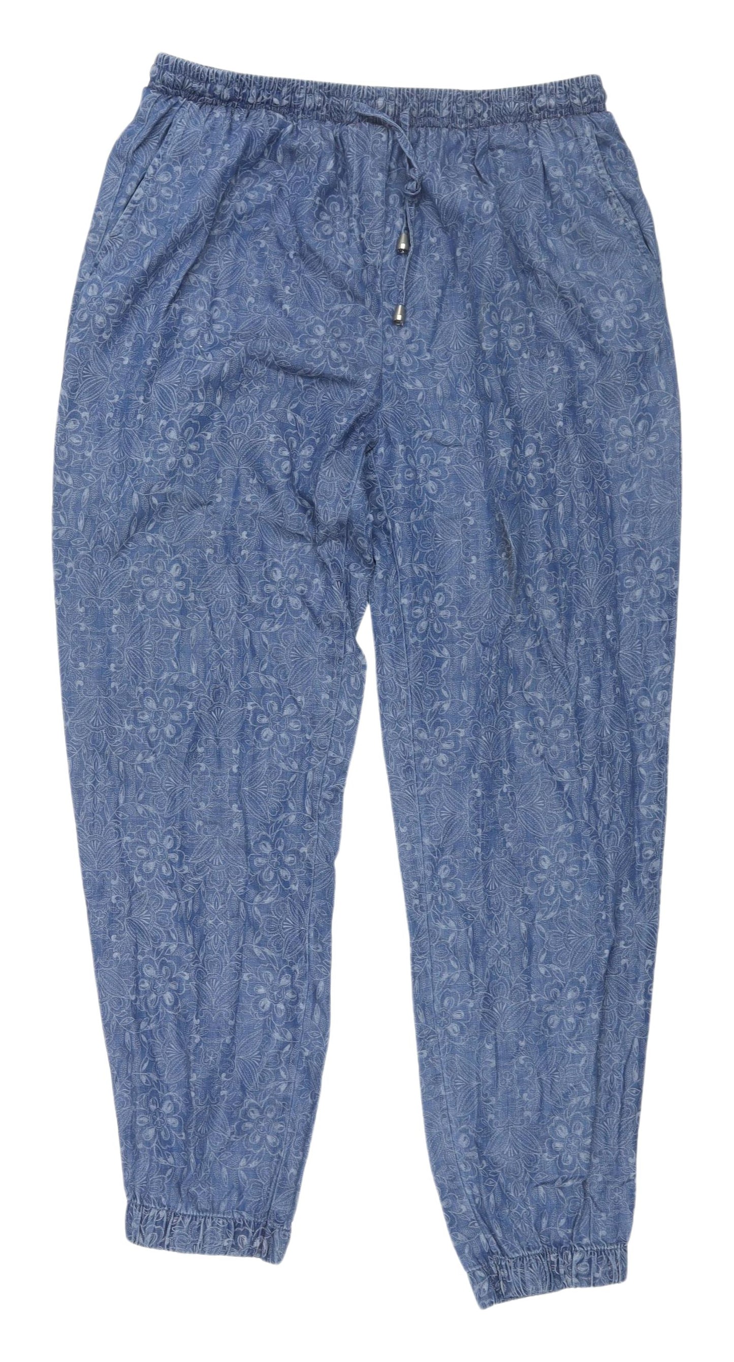 Tu Women’s Blue Cuffed Floral Jeans Size 12