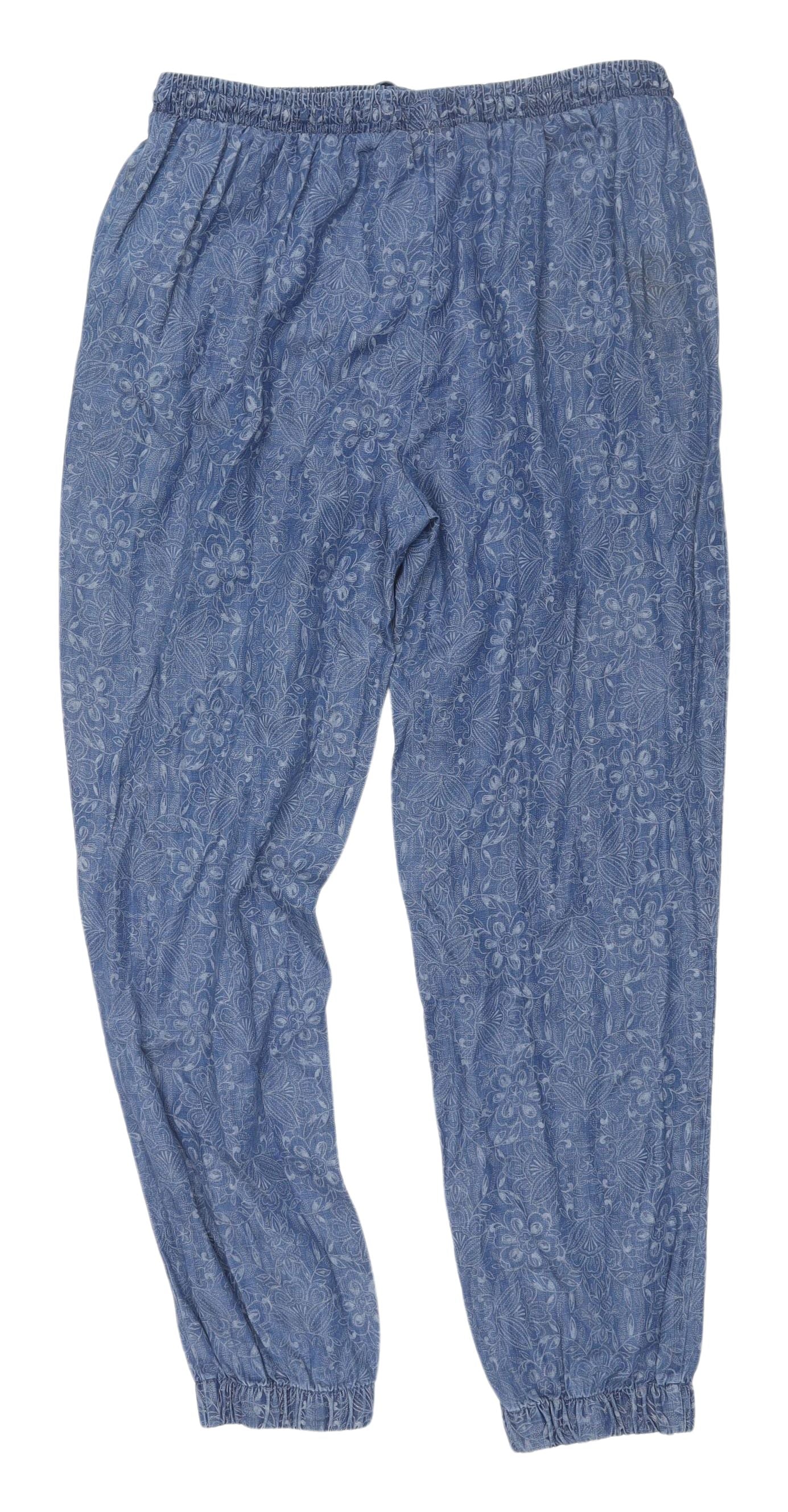 Tu Women’s Blue Cuffed Floral Jeans Size 12