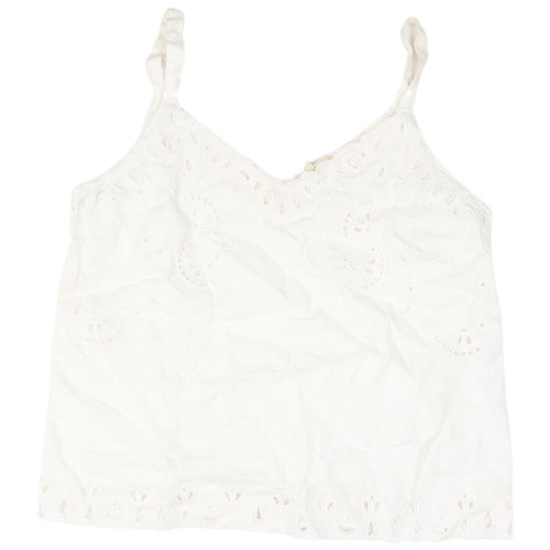 Phase Eight Women's White Linen Camisole Tank Top Size 12