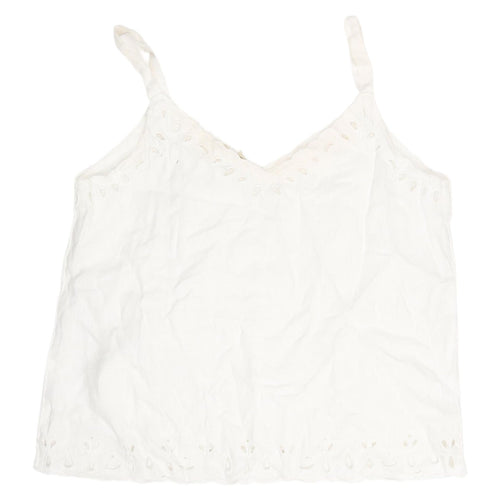 Phase Eight Women's White Linen Camisole Tank Top Size 12