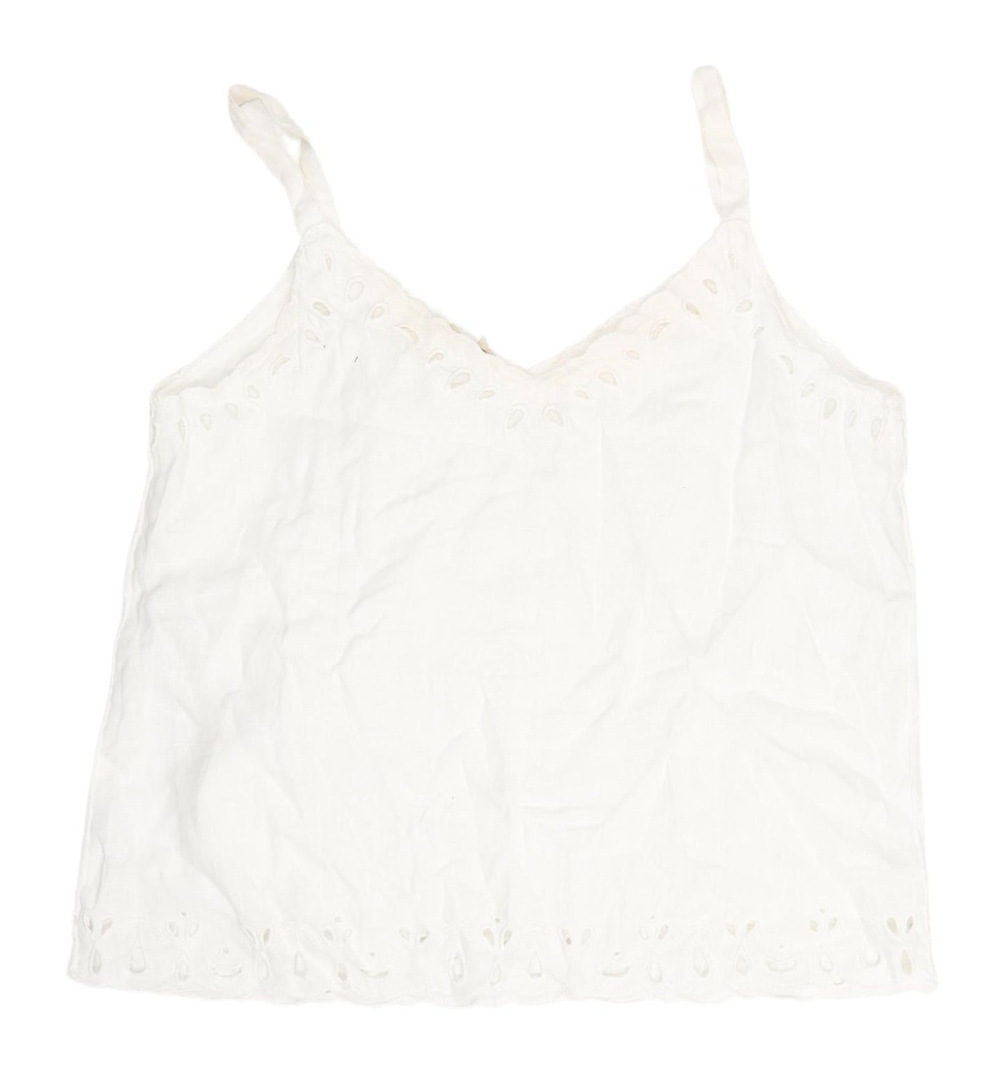 Phase Eight Women's White Linen Camisole Tank Top Size 12