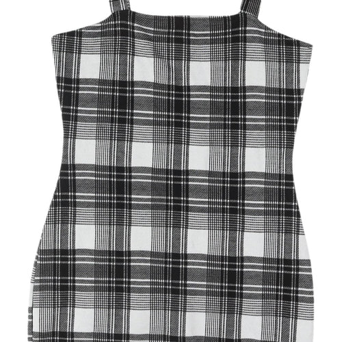 H&M Women's Black Plaid Pinafore Dress Size 14