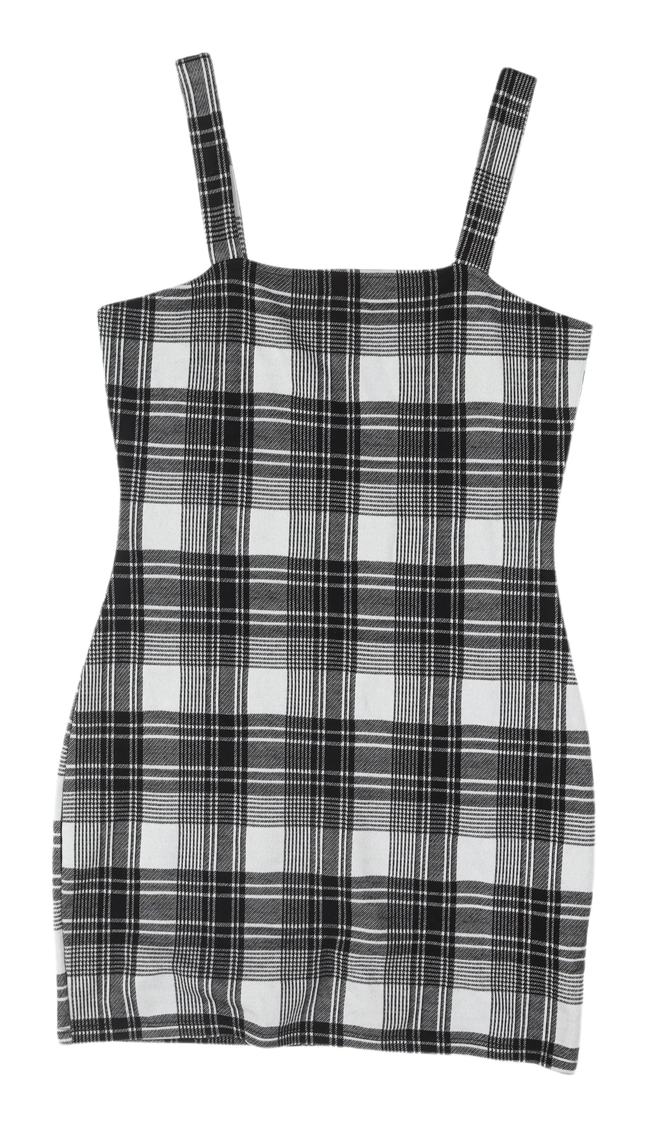 H&M Women's Black Plaid Pinafore Dress Size 14