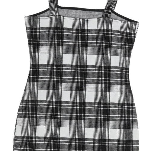 H&M Women's Black Plaid Pinafore Dress Size 14