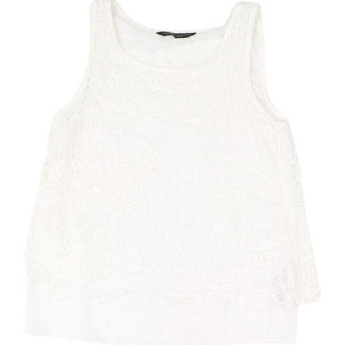 Dorothy Perkins Women's White Lace Tank Top Size 10