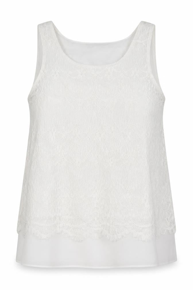 Front view of Dorothy Perkins Women's White Lace Tank Top, size 10