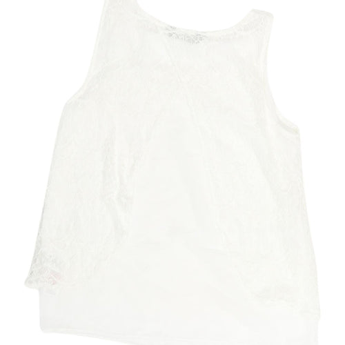 Dorothy Perkins Women's White Lace Tank Top Size 10