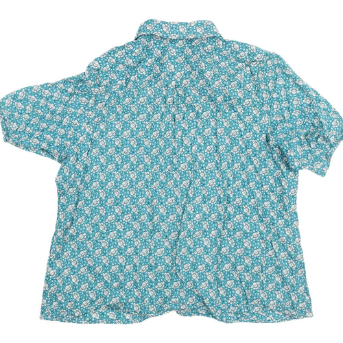 Marks and Spencer Women's Floral Button-Up Shirt - Size 20, Blue