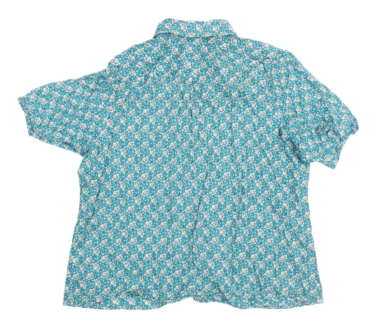 Marks and Spencer Women's Floral Button-Up Shirt - Size 20, Blue