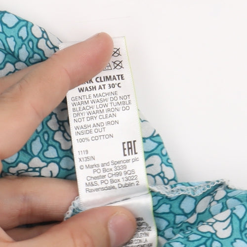 Marks and Spencer Women's Floral Button-Up Shirt - Size 20, Blue