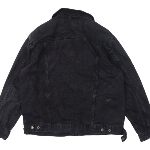Topshop Women's Black Denim Jacket Size 14 Casual
