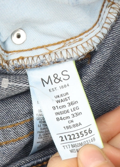 Marks and Spencer Men's Blue Regular Fit Straight Jeans