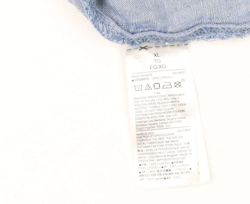 GAP Women's Blue XL Sleeveless Chambray Shift Dress