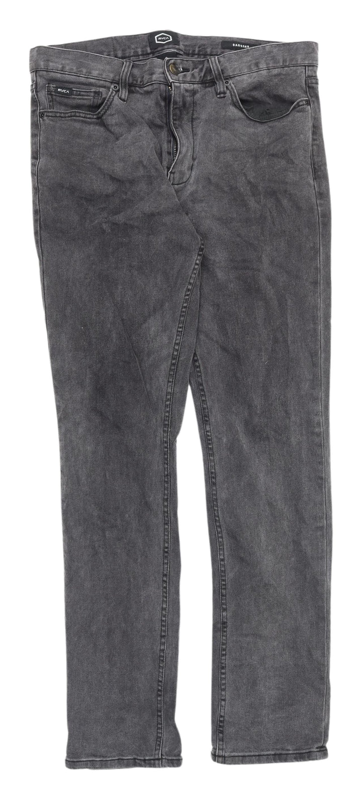 RVCA Men’s Grey Straight Jeans - Size 10, Charcoal Wash