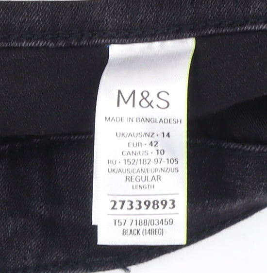 Marks and Spencer Women's Black Wide-Leg Jeans Size 14