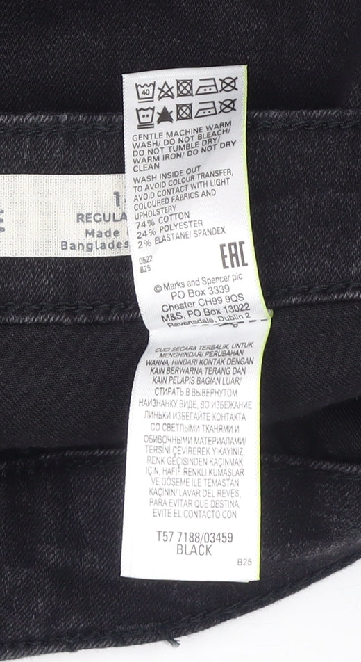 Marks and Spencer Women's Black Wide-Leg Jeans Size 14