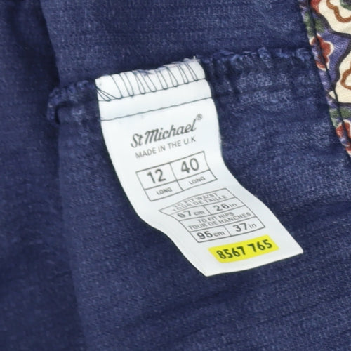 St Michael Women’s Blue Corduroy Cropped Trousers Size 12