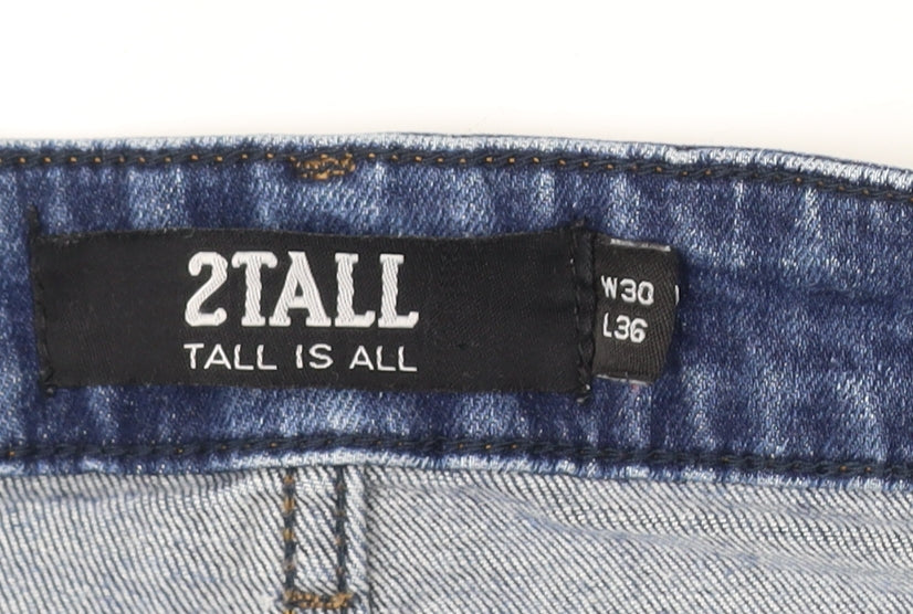 2TALL Unisex Blue Straight Jeans, Size 30, Tall