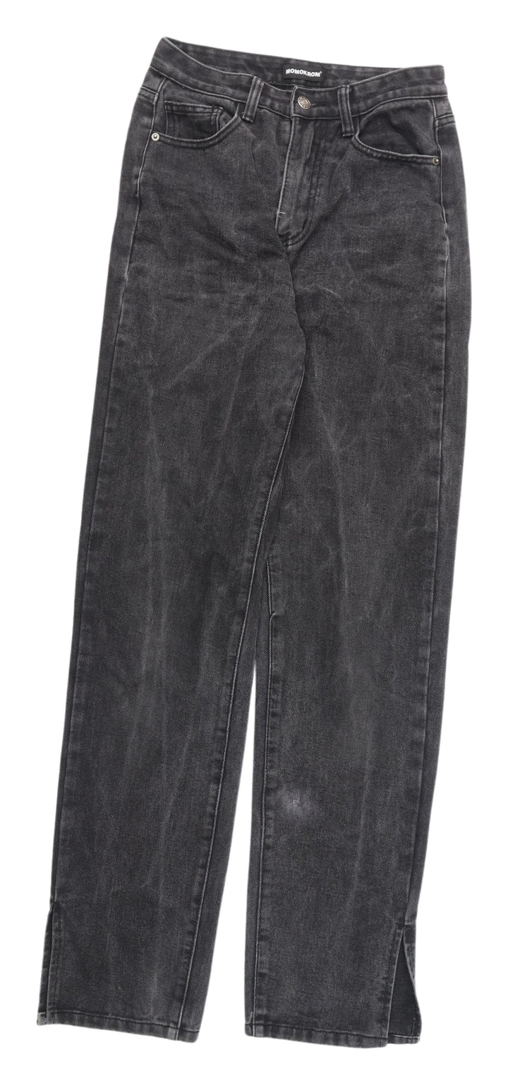 Momokrom Women's Black Straight Jeans, Size 8