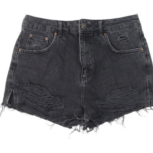 Topshop Women’s Black Cut-Off Denim Shorts Size 10