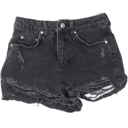 Topshop Women’s Black High-Rise Cut-Off Shorts
