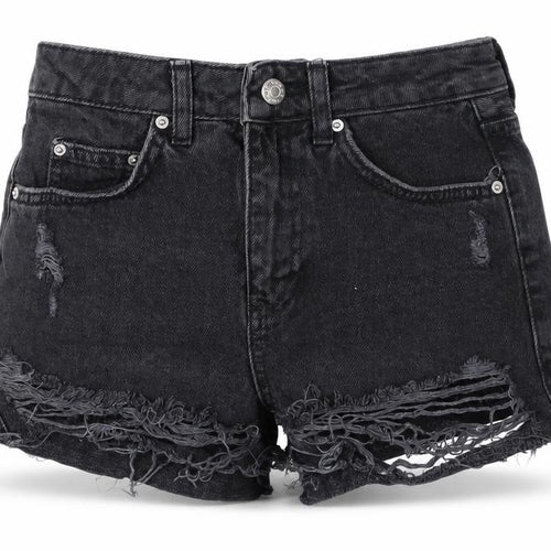 Topshop Women’s Black High-Rise Cut-Off Shorts