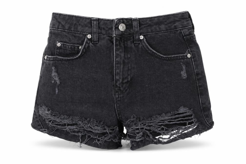 Topshop Women’s Black High-Rise Cut-Off Shorts