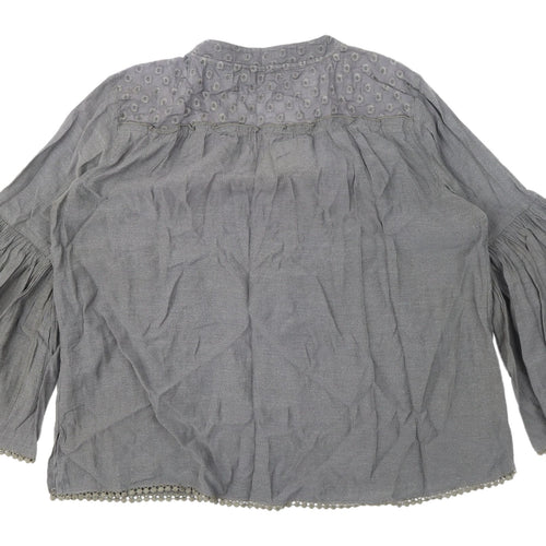 Mint Velvet Women's Grey Bohemian Blouse, Size 8