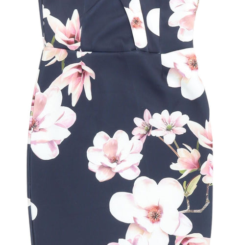 Quiz Women's Floral Bodycon Dress, Multicoloured, Size 8