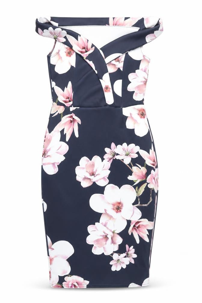 Front view of Quiz Women's Floral Bodycon Dress, Multicoloured, size 8