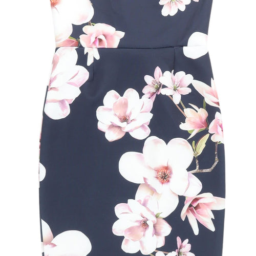 Quiz Women's Floral Bodycon Dress, Multicoloured, Size 8