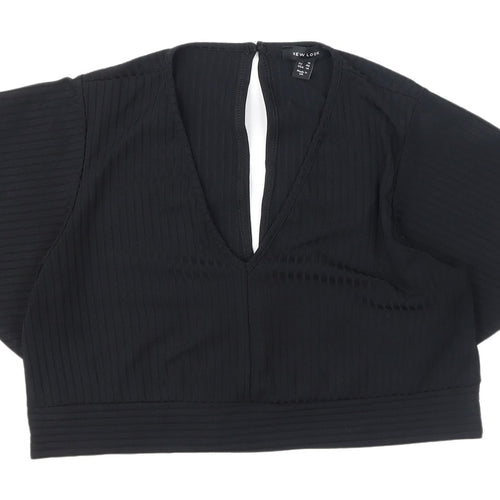 New Look Black Cropped Blouse Women UK Size 18
