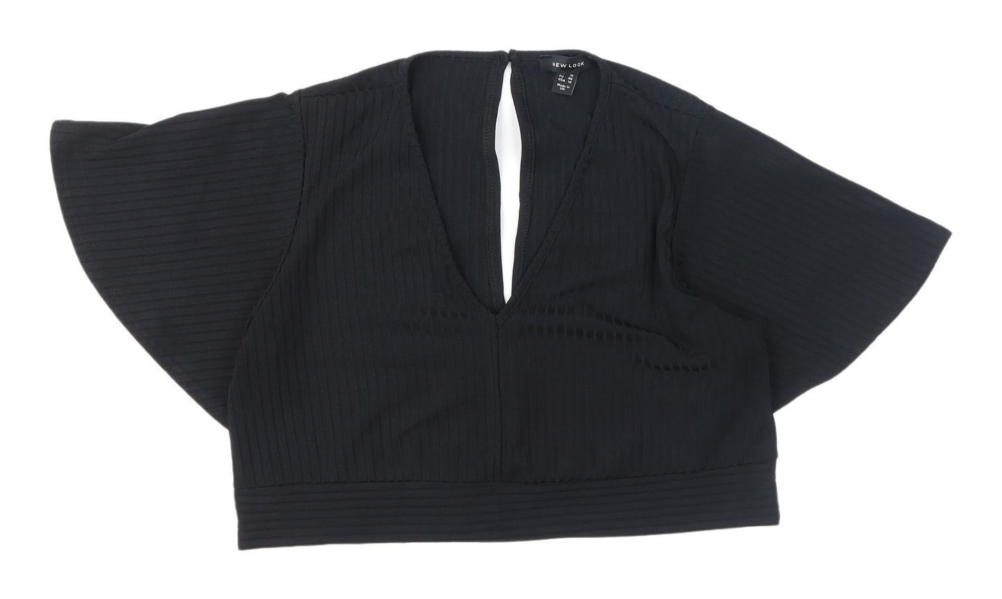 New Look Black Cropped Blouse Women UK Size 18