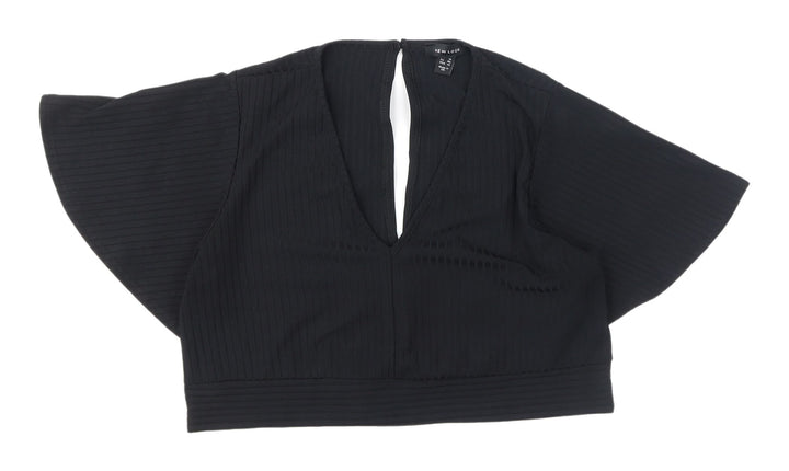 New Look Black Cropped Blouse Women UK Size 18